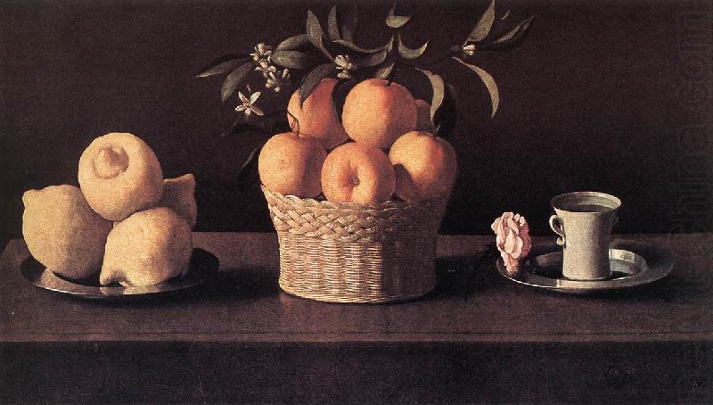 Still-life with Lemons, Oranges and Rose, ZURBARAN  Francisco de